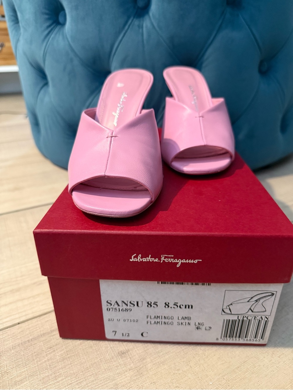 Salvatore Ferragamo Flamingo Pink Leather Slide Mules